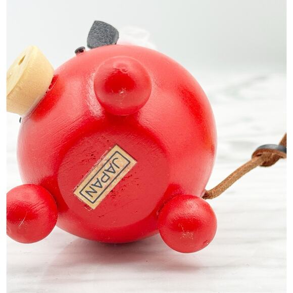 Vtg Perky Pig Snack Fork Set Red Hors D'oeuvre Appetizer 6 Forks Wood Japan New - Picture 7 of 10